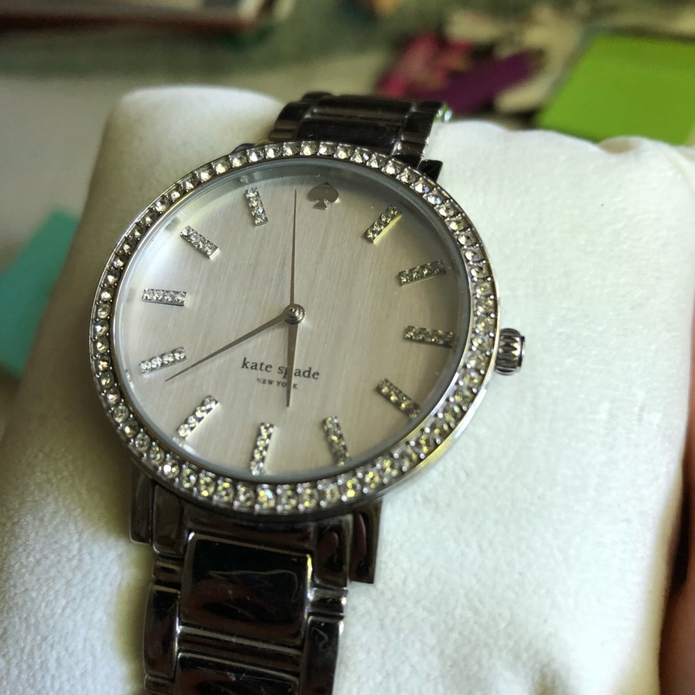 KATE SPADE 38MM GRAMERCY CRYSTAL SILVER WATCH
